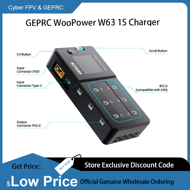 Drone Racing Charger - Cargador GEPRC WooPower W63 1S para