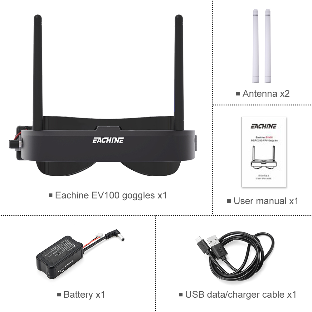 Gafas Eachine EV100 720*540 5, - Drone Racing Battery reseña y precio